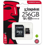 Cartão Memória Kingston Micro Sd 256gb + Adaptador + Lacrado