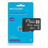 Cartão Micro Sdhc 4gb Cl 4 Multilaser