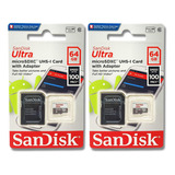 Cartão Microsd 64gb Sandisk Ultra Original Lacrado 2unidades