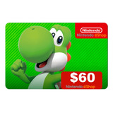 Cartão Nintendo Eshop Switch Card Usa $60 Dólares Americano