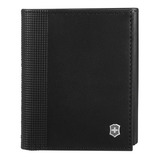 Carteira 3 Partes Couro Altius Alox Tri-fold Rfid Victorinox Cor Preto Desenho Do Tecido Liso