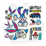 Cartela Stickers Coelho Perna Longa Para Moto Bike Carro Meg