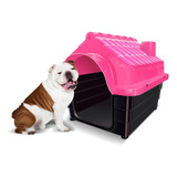 Casa Casinha Cachorro Plástica Desmontável N4 Grande Mecpet Cor Rosa