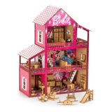 Casa De Boneca Barbiie Completa Adesivada Mdf Móvel Completo