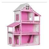 Casa De Boneca Pintada Barbir Polly Madeira 60cm Promoção