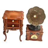 Casa De Bonecas Miniatura Gramofone Retrô Com Gabinete 1:12