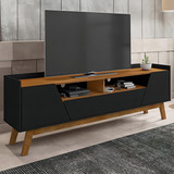 Casa Jd Rack Florença Para Tv Até 70 Polegada 2 Portas 1 Gaveta Cor Preto E Naturale