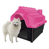 Casa Pet N6 Casinha Cães Cachorros De Plástico Mec Pet Cor Rosa Desenho Rinopet