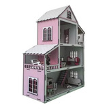 Casa Pink + 23 Móveis + 1 Boneca Barbie 12cm