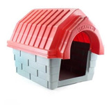 Casa Plástica Para Cães Clicknew Chaminé N°4 Dif Cores Cor Cinza/vermelho