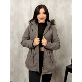 Casaco Feminino Parka De Sarja Forrado Pelúcia Moda Inverno