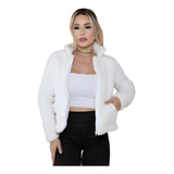 Casaquinho Com Ziper E Bolso Blusa Teddy De Pelinho Inverno