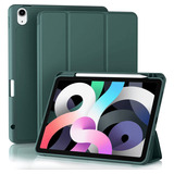 Case Magnética C/ Suporte Caneta Para iPad Air 5 10.9 A2588 Cor Verde Dark