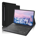 Case + Teclado Luz + Mouse Para Galaxy Tab S7 Fe T730 T733