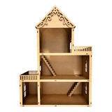 Casinha Casa De Boneca Infantil Polly Barbie 60cm Em Mdf Crú