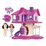 Casinha De Boneca + 2 Barbie Chelsea Com Escorregador