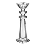 Castiçal Decorativo Porta Vela Cristal 27x7x7cm Transparente