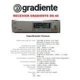 Catálogo / Folder : Receiver Gradiente Ds-40 # Novo Okm