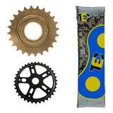 Catraca Roda Livre 24d E Coroa Corrente Kit Bike Sem Marcha