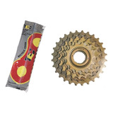 Catraca Roda Livre 6v 14/28+ Corrente P/ Bicicleta 18 Marcha
