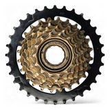 Catraca Roda Livre Mega Range 7v 14x32 Rosca Pinhão Dourada
