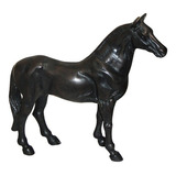 Cavalo Bronze Oxidado Escultura Estatueta Sangue Garanhão Cor Preto