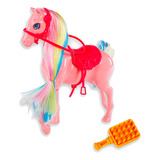 Cavalo Da Princesa Com Crina Colorida E Escova Polibrinq