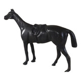 Cavalo Preto Em Bronze Oxidado Escultura Estatueta Garanhão