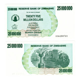 Cédula Do Zimbabwe - 25.000.000 Dolares 2008 Flor De Estampa