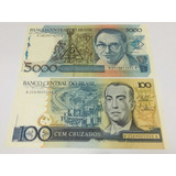 Cedulas 100 E 5000 Cruzados Juscelino E Portinari Fe