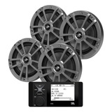Central Jbl Marine R3500 + 4 Alto Falantes 6 Pol Stage Cinza