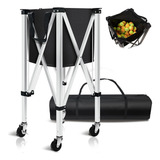 Cesta De Bolas De Tenis Com Rodas Portátil Cor Preto