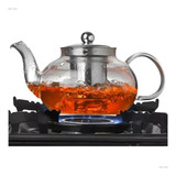 Chaleira De Vidro 600 Ml Com Infusor Inox Potistore Vai Ao Fogo Transparente Coador De Chá Borossilicato Resistente Calor