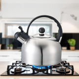 Chaleira Inox Com Apito 2 Litros Tampa Alça Fogão Água