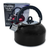 Chaleira Inox Com Apito 2 Litros Tampa E Alça Cozinha Preta Cor Preto