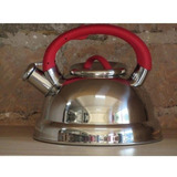 Chaleira Inox Premium Com Apito 3 Litros Vermelha Mor Cor Prateado