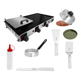 Chapa 80x40 C/ Prensa +kit P/ Lanches Artesanal 6 Acessórios