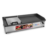 Chapa Elétrica P/ Lanches Inox C/ Prensa 70x35 Profissional 220v