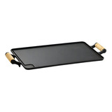 Chapa P Bifeteira Santana De Ferro Grande 2 Alças De Madeira 53x24,5 Para Carnes Bifes Hamburger Qualidade Preto