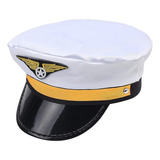 Chapéu Quepe Piloto Comandante De Avião - Cosplay E Carnaval Cor Branco