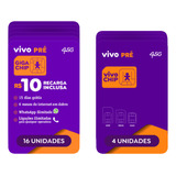Chip Vivo Kit 20: 4 Chip S/ Recarga+16 C/ R$10 De Recarga
