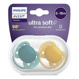 Chupeta Philips Avent Ultra Soft Dupla Deco Neutra 6-18m Cor Verde/amarelo Período De Idade 6-18 Meses