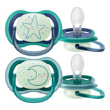 Chupeta Ultra Air Night Azul Brilha No Escuro Philips Avent 6-18 Meses