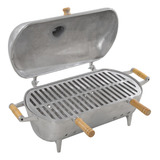 Churrasqueira A Bafo Média Móvel Em Aluminio Fundido Cor Prateado