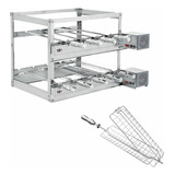 Churrasqueira Giratoria 2 Motores Bivolt 9 Espeto + Grelha
