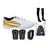 Chuteira Futsal Impactor Nova Meião Bolsa Caneleira Relógio