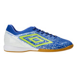 Chuteira Futsal Umbro Gravity Cor Royal/branco/verde Limão Tamanho 39 Br