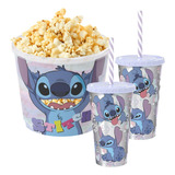 Cinema Em Casa Balde De Pipoca Com 2 Copos Lilo E Stitch