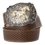 Cinto Country Artesanal Couro Com Fivela Removivel Cavalo
