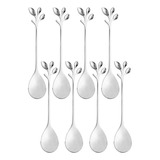 Cj 8 Colheres Aço Inox Chá Leaves Prata Bon Gourmet Wolff